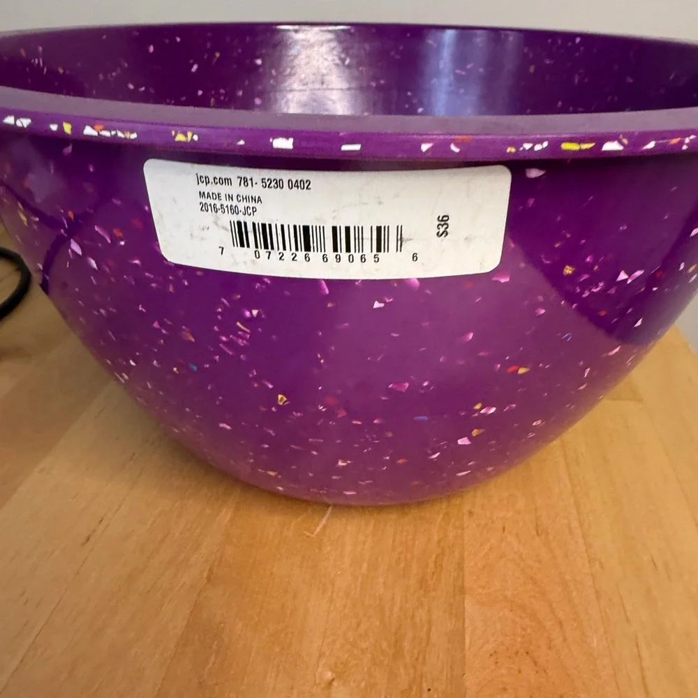 Zak ! Designs bowl purple confetti Large Size 12.5” - Picture 5 of 16